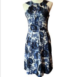 Milly Floral Sheath Dress w/ Pleated Neckline